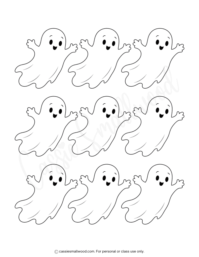 mini flying ghost templates free printable pdf, small flying ghost outlines, little flying ghost stencils cute Halloween cutouts