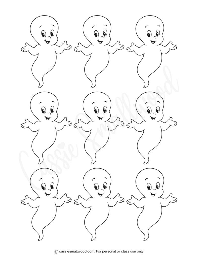small friendly ghost templates free printable pdf, little cartoon ghost cut out, cute ghost outline mini, ghost shape stencil cool