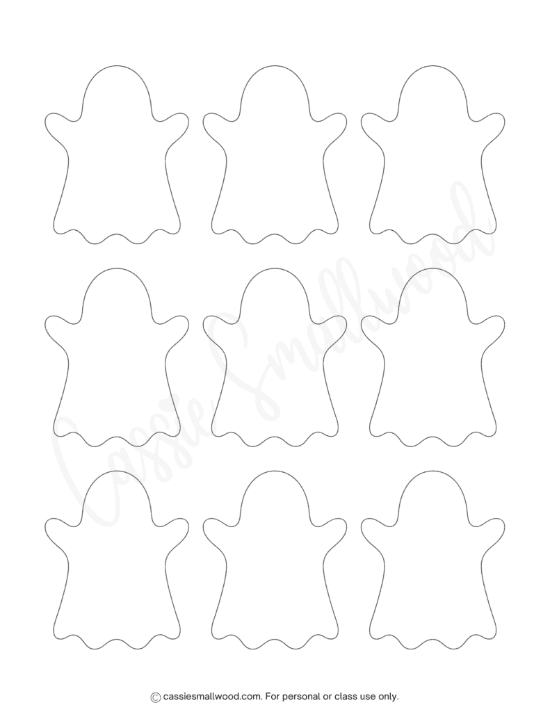 free printable small plain ghost templates pdf, little blank ghost outlines, mini easy ghost stencils Halloween, puffy ghost cut out template