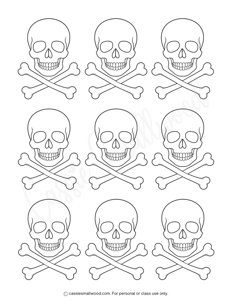 small skull and crossbones template free printable pdf, simple skull and crossbones outline, little skull and crossbones stencil, easy skull and crossbones pattern downloadable