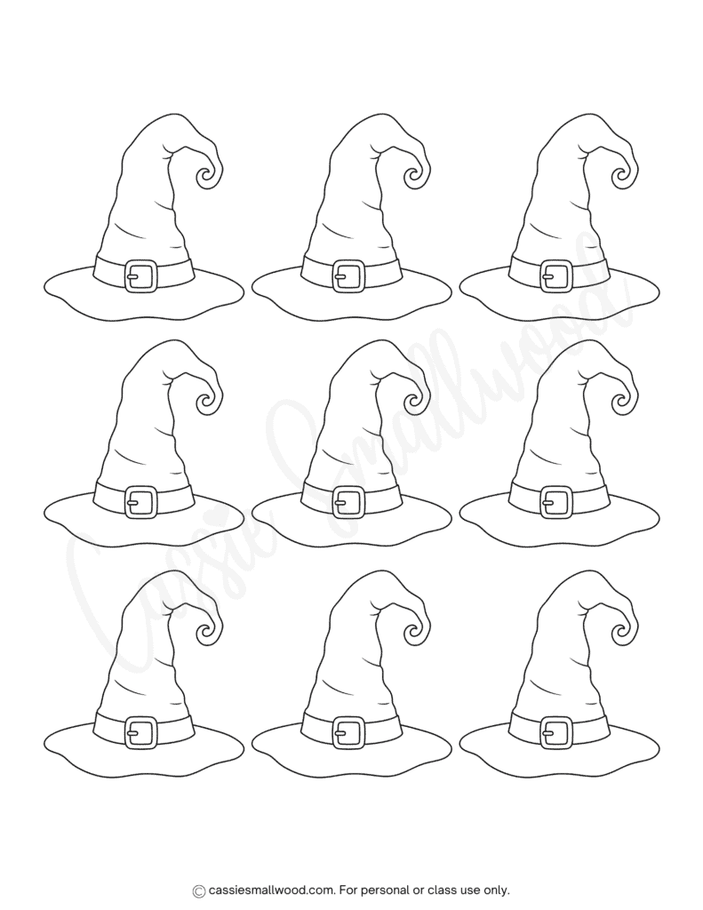 small witch hat cut out template free printable pdf, little witch hat template, mini witch hat stencil, small witch hat pattern free download