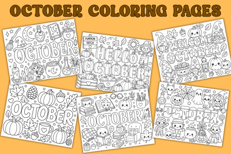 14 CUTE October Coloring Pages (FREE Printable)