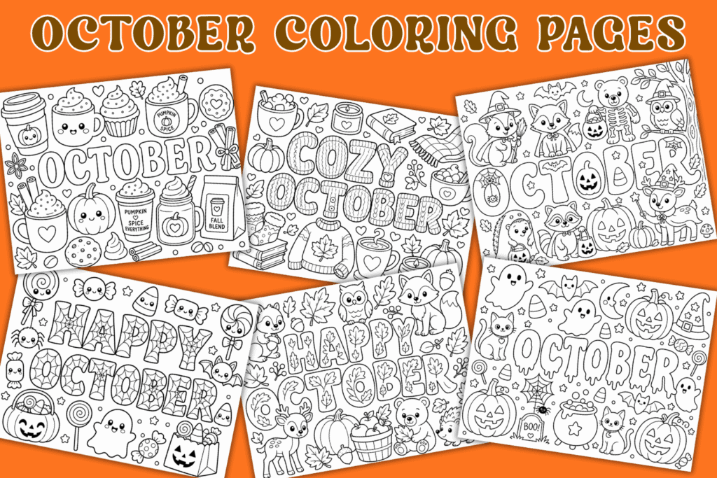 Cute October coloring sheets for kids, month of October coloring pages for kids preschool toddlers kindergarten first grade, cute fall coloring pages for kids