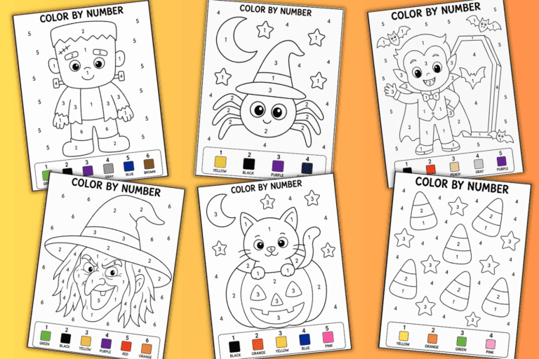 10 Easy Halloween Color By Numbers (FREE Printable)