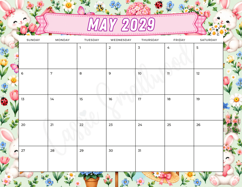 free printable May 2029 calendar pdf, cute 2029 monthly calendar free printable, colorful 2025 year calendar landscape full page, 2029 annual calendar free download