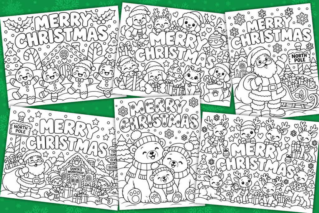 cute Merry Christmas coloring sheets for kids free printable pdf, fun Merry Christmas coloring pages, holiday coloring pages, Cute Christmas coloring pages for kids, kawaii Christmas coloring pages