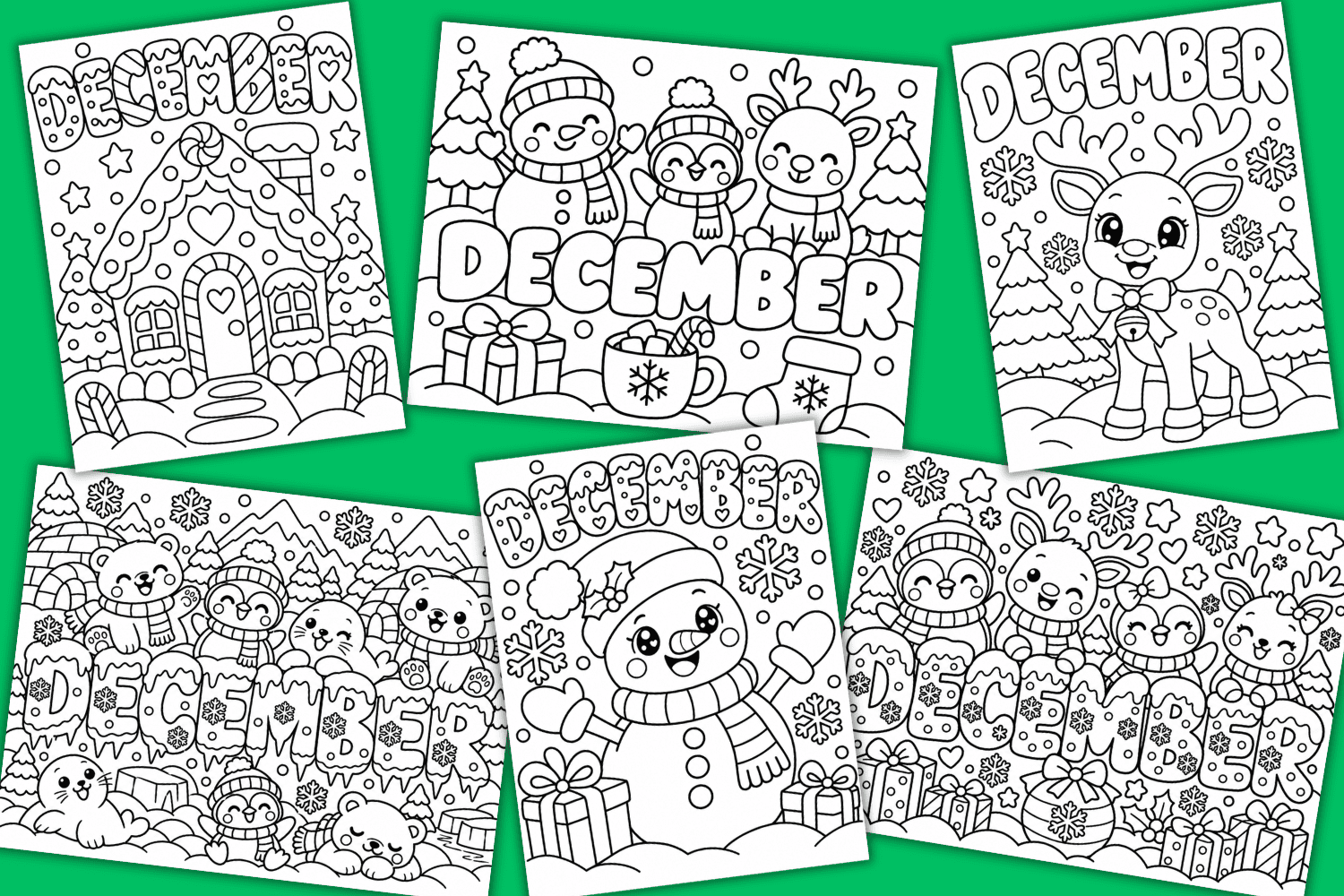 cute December coloring pages free printable pdf, fun December coloring pages for kids, preschool December coloring sheets free download