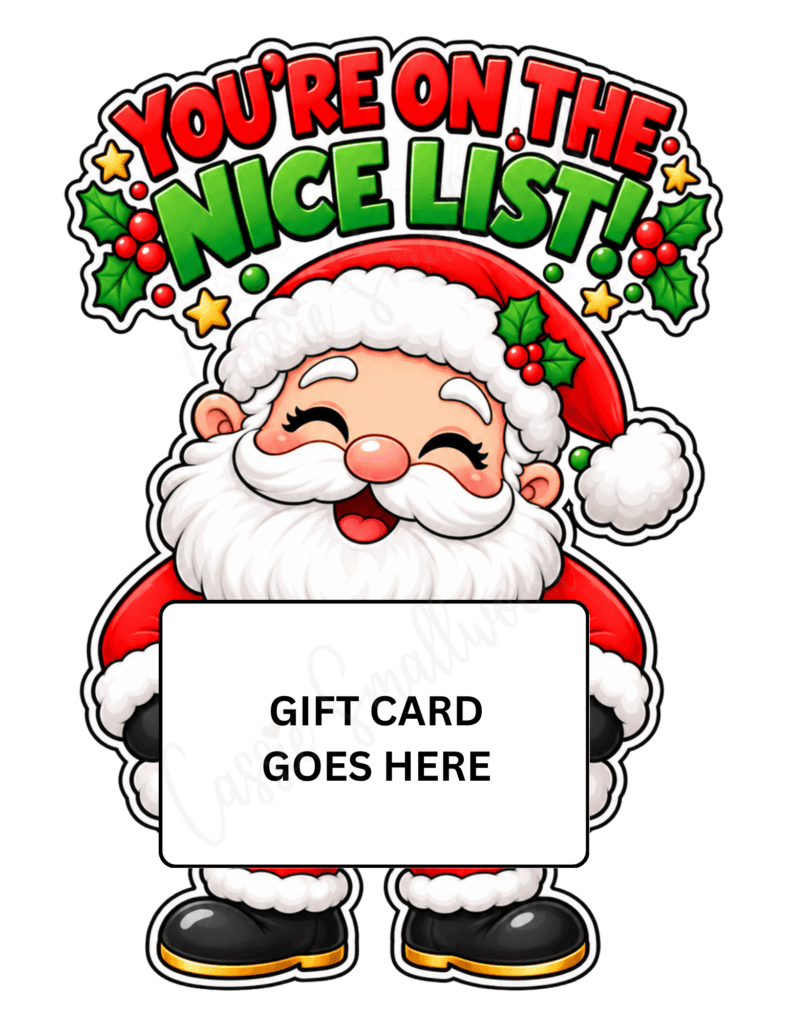 Cute Santa Claus Christmas gift card holder free printable pdf, diy Christmas gift card holders, cute Christmas gift card holder template free download pdf, Paper gift card holder homemade