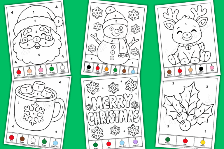 15 EASY Christmas Color By Numbers (FREE Printable)