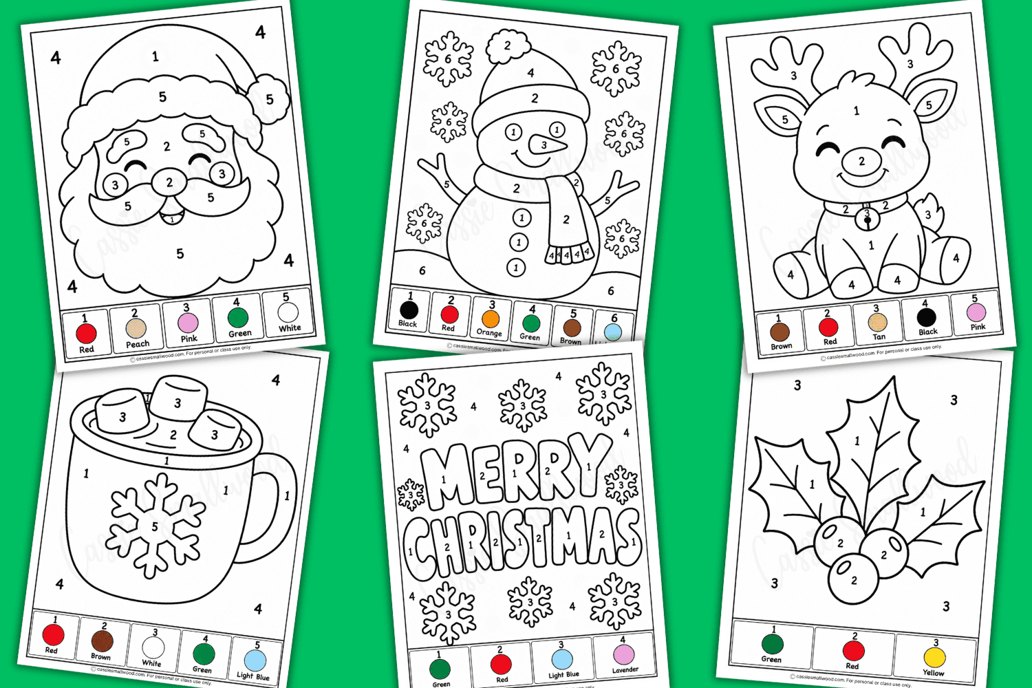 easy Christmas color by numbers free printable pdf, simple Christmas color by numbers preschool, kindergarten, first grade, cute Christmas coloring pages for kids easy, fun Christmas coloring sheets for children elementary simple
