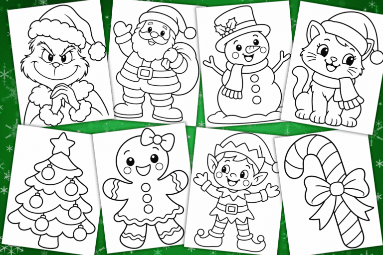 30 EASY Christmas Coloring Pages For Kids (FREE Printable)