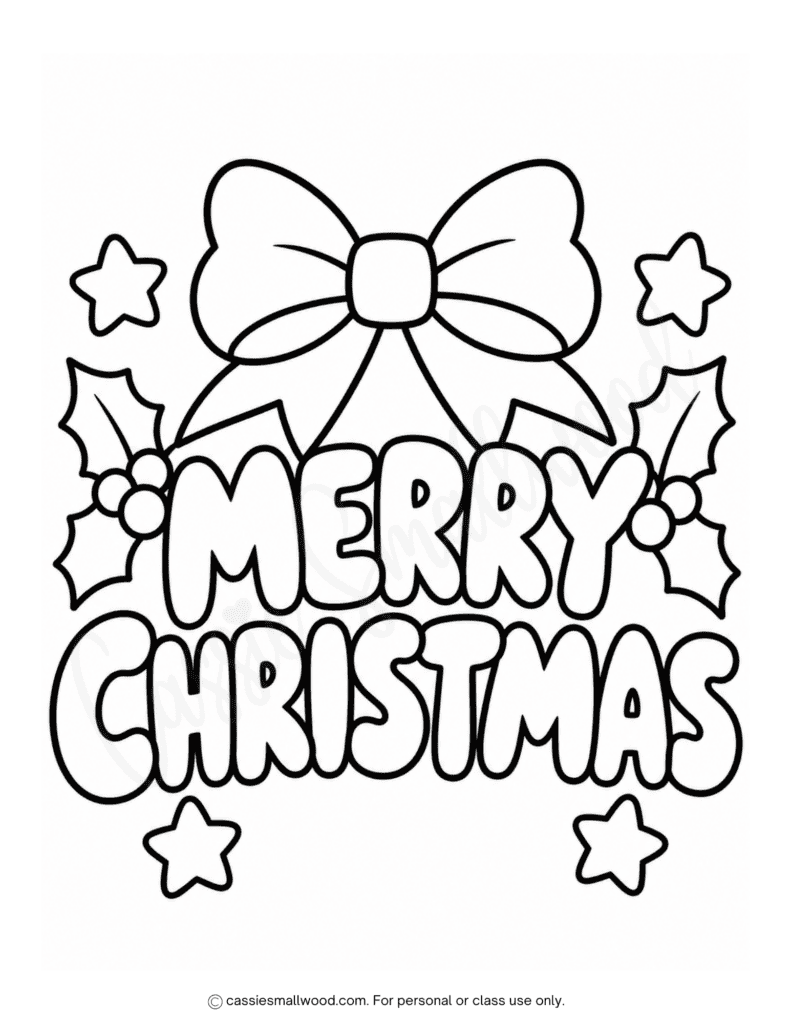 easy Merry Christmas coloring page free printable pdf, toddler Christmas coloring page, simple Merry Christmas coloring page preschool, kindergarten Christmas coloring sheet, easy Christmas coloring pages for kids