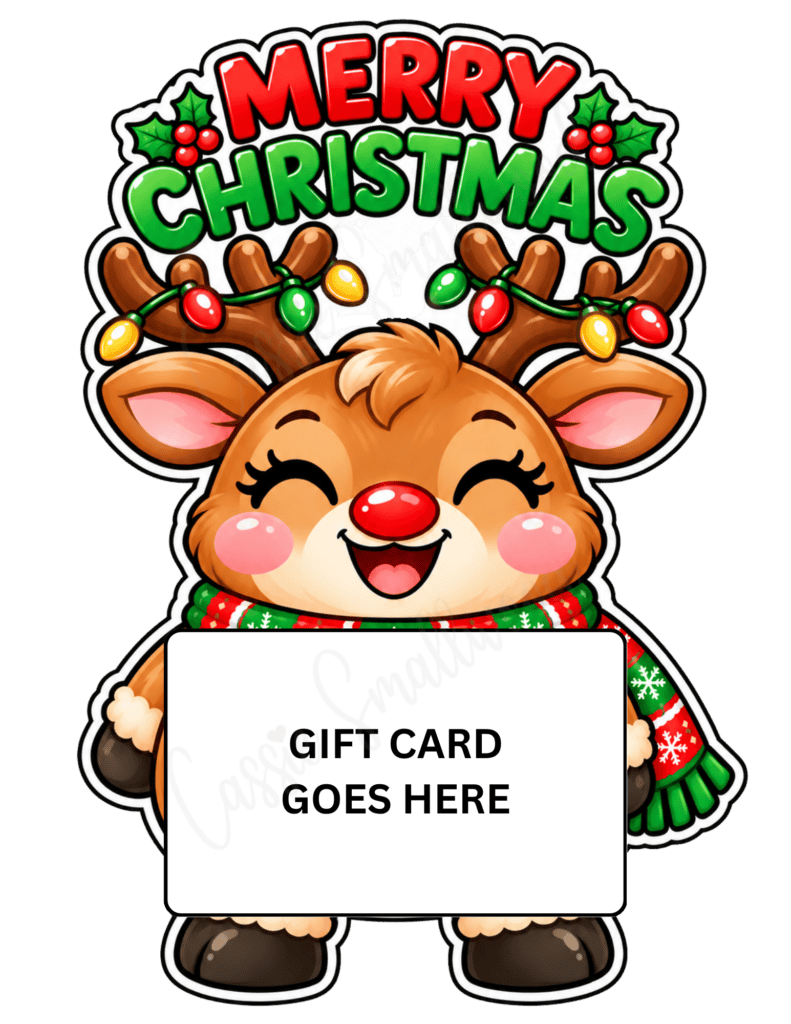 cute reindeer Christmas gift card holder template free printable pdf, Merry Christmas gift card holder free printable, holiday gift card holder diy paper, unique Christmas gift card holder ideas, Xmas gift card sleeve free downloadable pdf